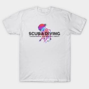 Scuba diving, underwater adventures await | Scuba | Ocean lovers | Divers | Diving style T-Shirt